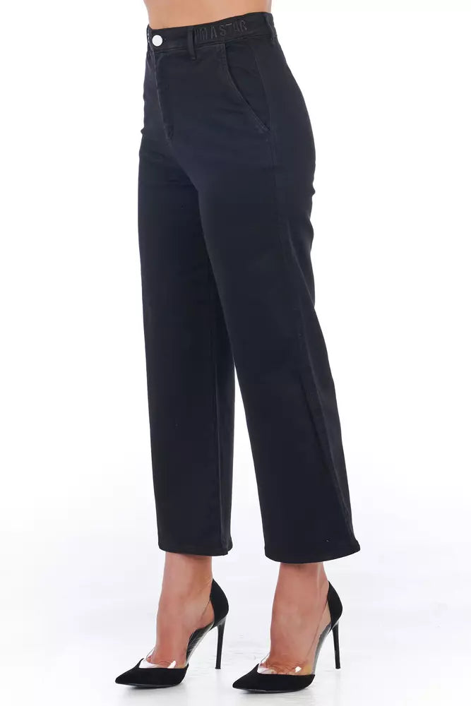 Frankie Morello Black Cotton Women Cropped Trouser Frankie Morello