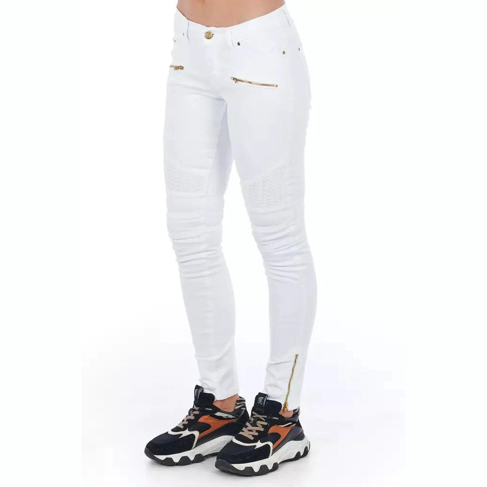 Frankie Morello White Cotton Women Jeans