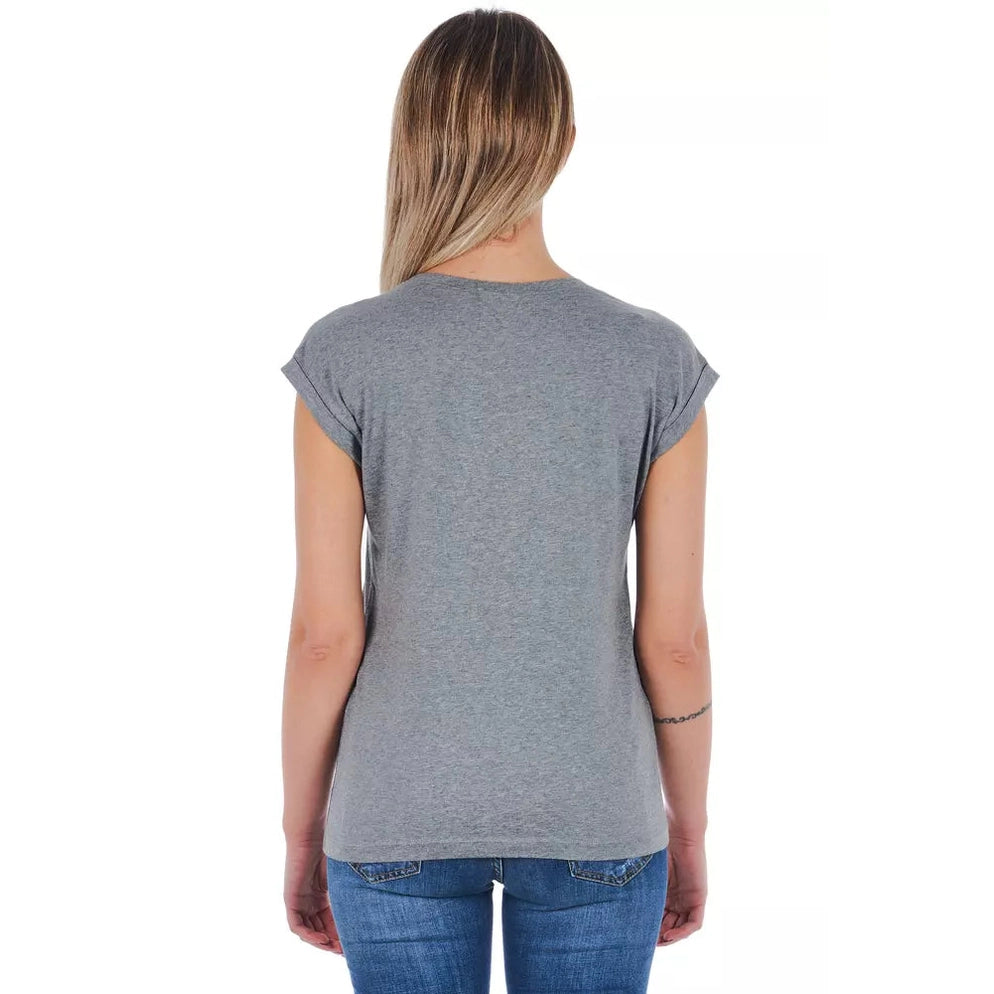 Frankie Morello Gray Cotton Women T-Shirt