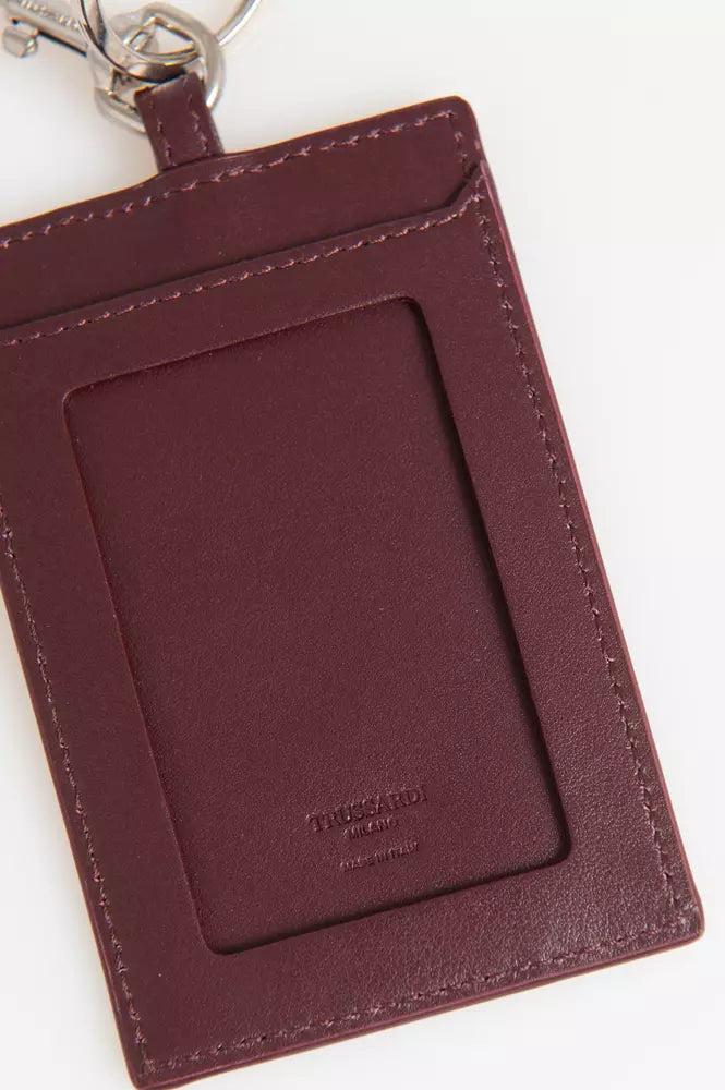 Trussardi Brown Leather Men Badge Holder Trussardi