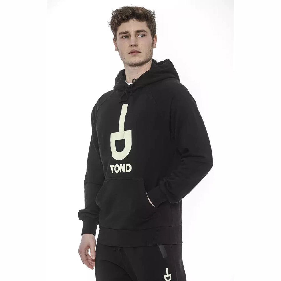 Tond Black Cotton Men Sweater with Hood