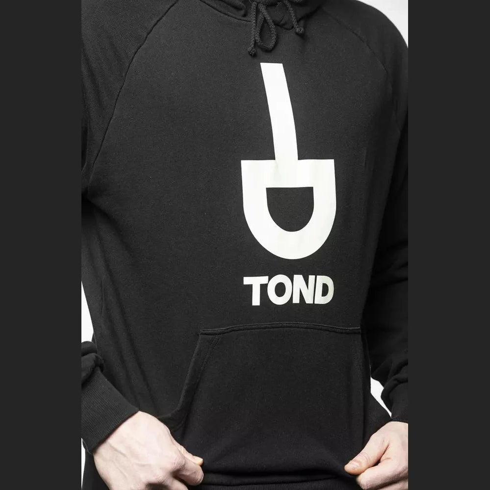 Tond Black Cotton Men Sweater with Hood