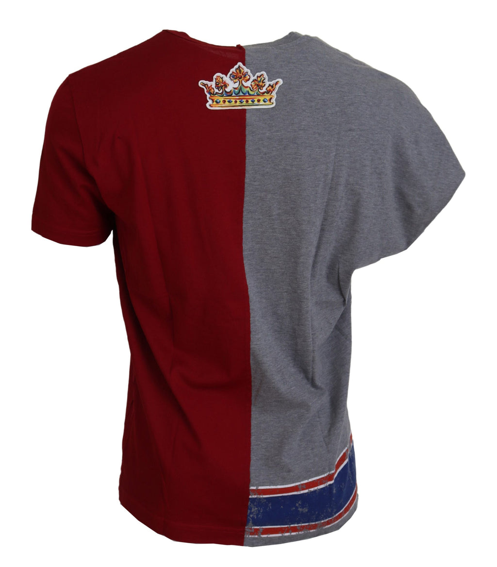 Dolce & Gabbana Red Gray Two Model DG Angel Crewneck T-shirt