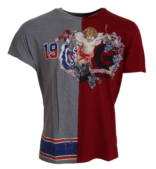 Dolce & Gabbana Red Gray Two Model DG Angel Crewneck T-shirt Dolce & Gabbana