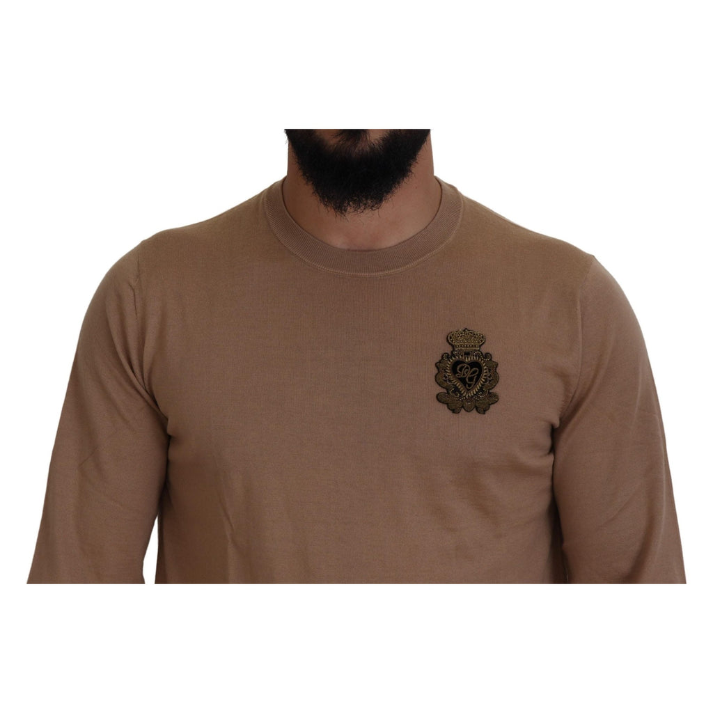 Dolce & Gabbana Beige Cashmere Crown Logo Pullover Sweater
