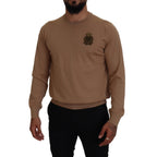 Dolce & Gabbana Beige Cashmere Crown Logo Pullover Sweater