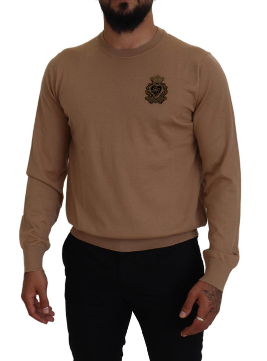 Dolce & Gabbana Beige Cashmere Crown Logo Pullover Sweater Dolce & Gabbana