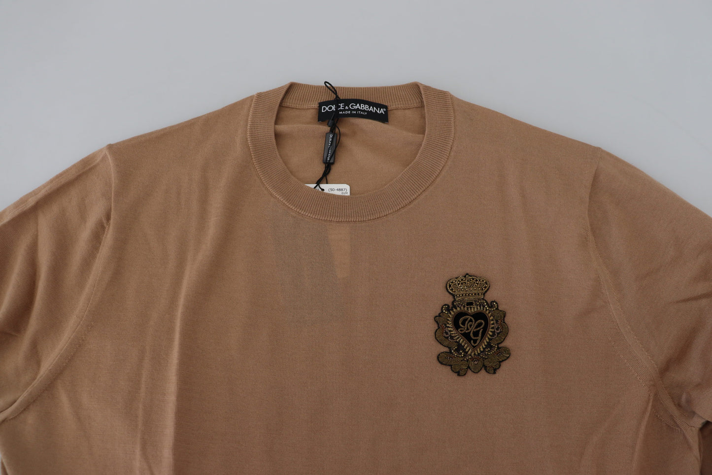 Dolce & Gabbana Beige Cashmere Crown Logo Pullover Sweater Dolce & Gabbana