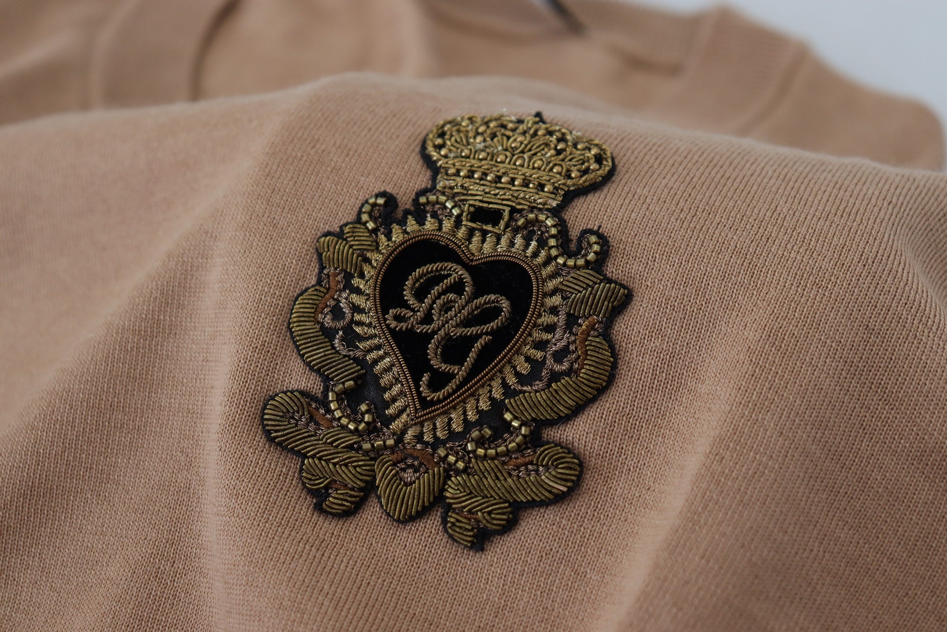 Dolce & Gabbana Beige Cashmere Crown Logo Pullover Sweater Dolce & Gabbana