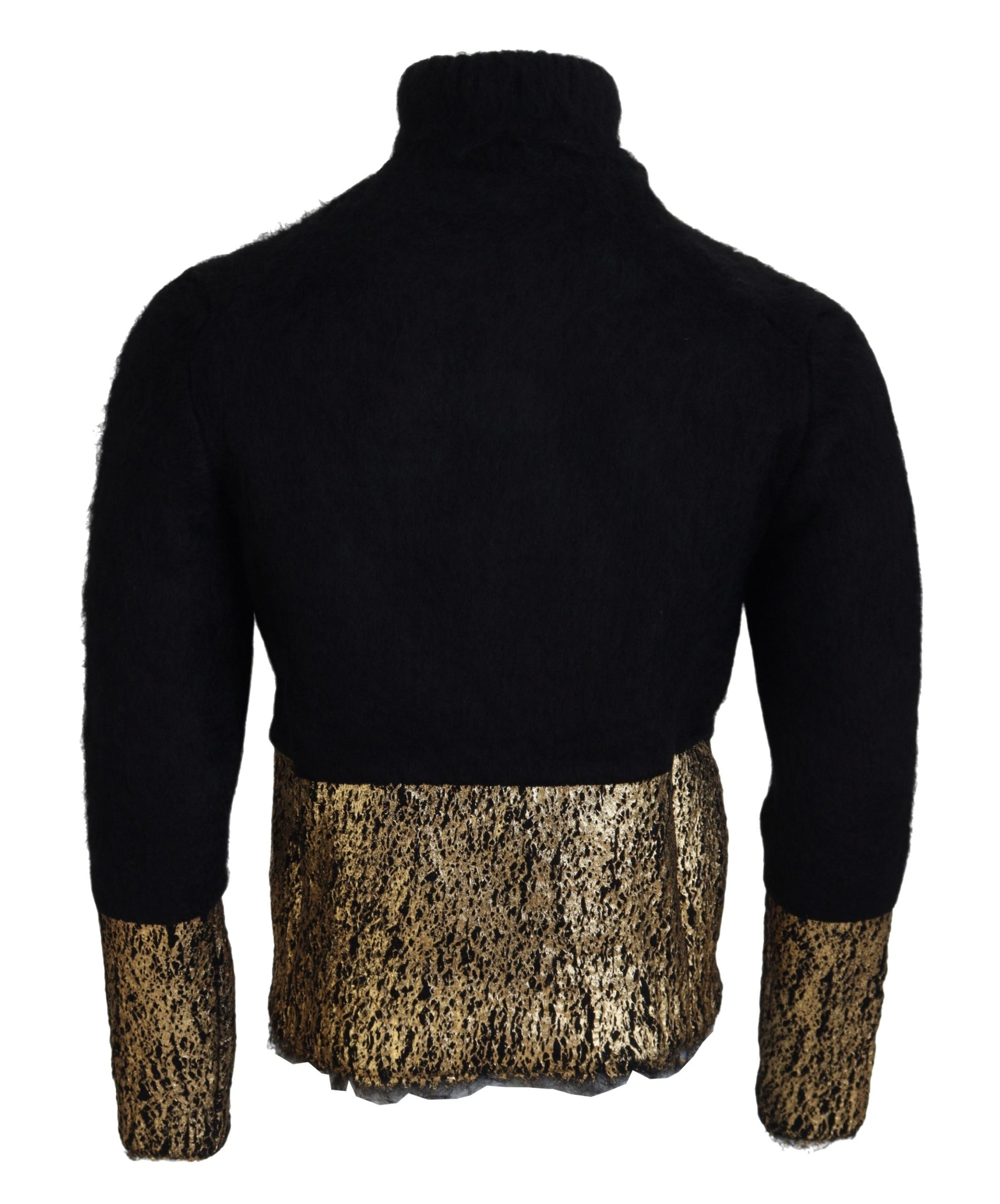 Dolce & Gabbana Black Gold Turtleneck Mohair Pullover Mens Sweater Dolce & Gabbana
