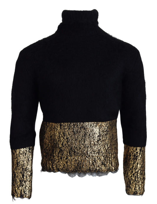 Dolce & Gabbana Black Gold Turtleneck Mohair Pullover Mens Sweater Dolce & Gabbana