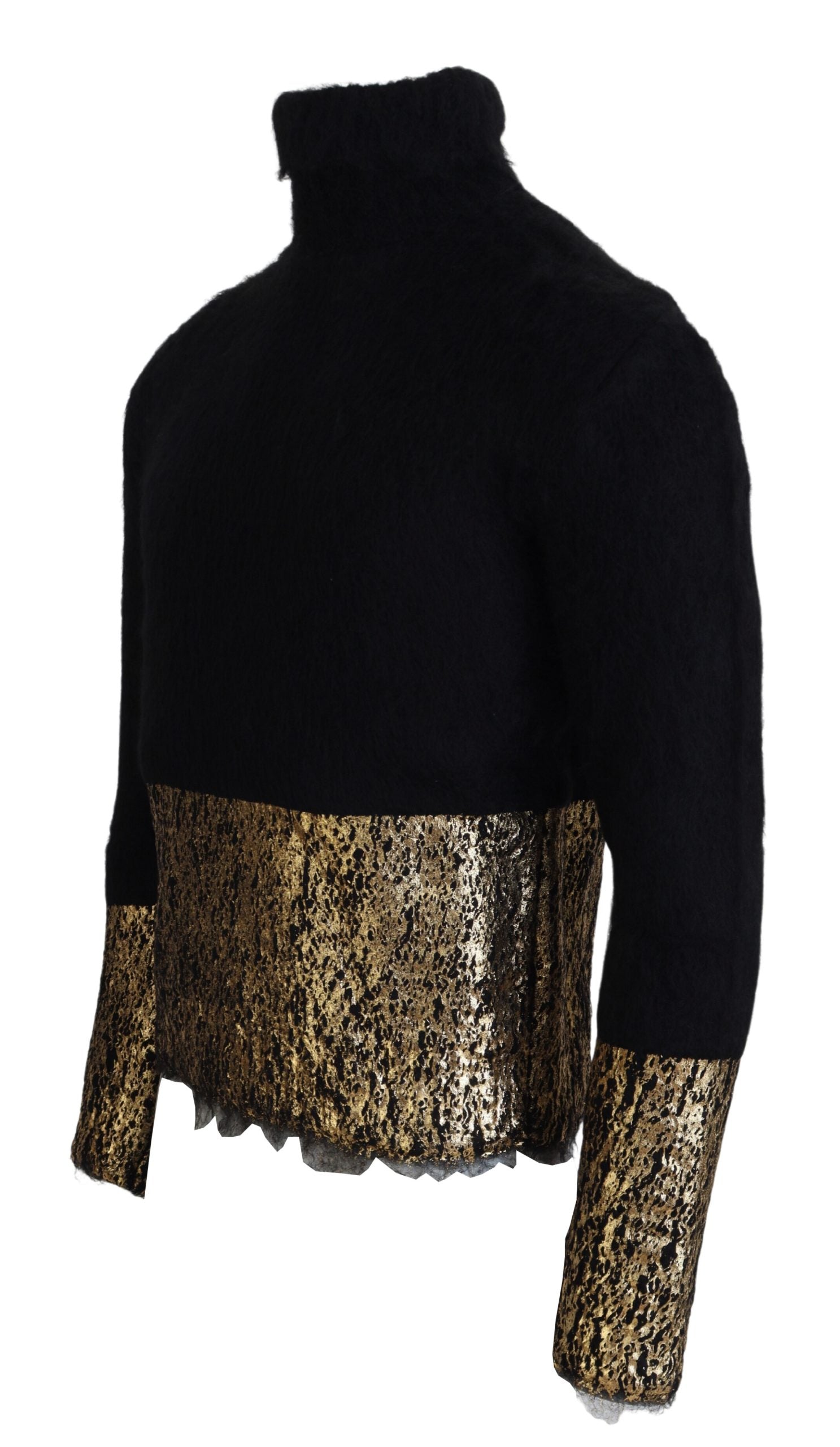 Dolce & Gabbana Black Gold Turtleneck Mohair Pullover Mens Sweater Dolce & Gabbana