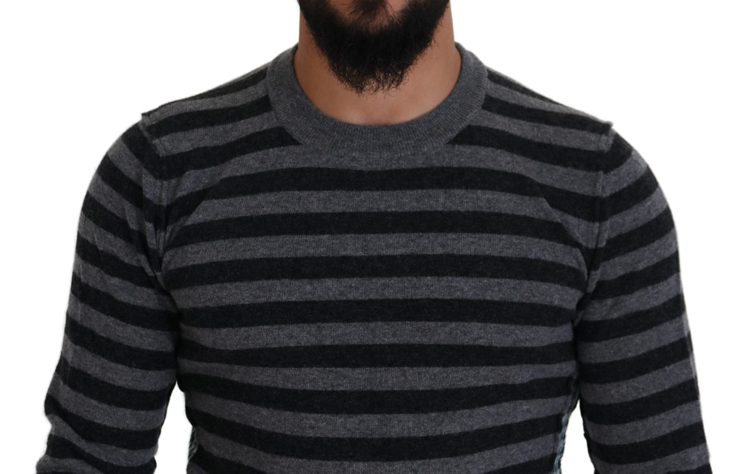 Dolce & Gabbana Black Gray Wool Logo Pullover Sweater Dolce & Gabbana