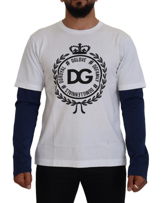 Dolce & Gabbana White Blue DG Crown Pullover Sweater Dolce & Gabbana