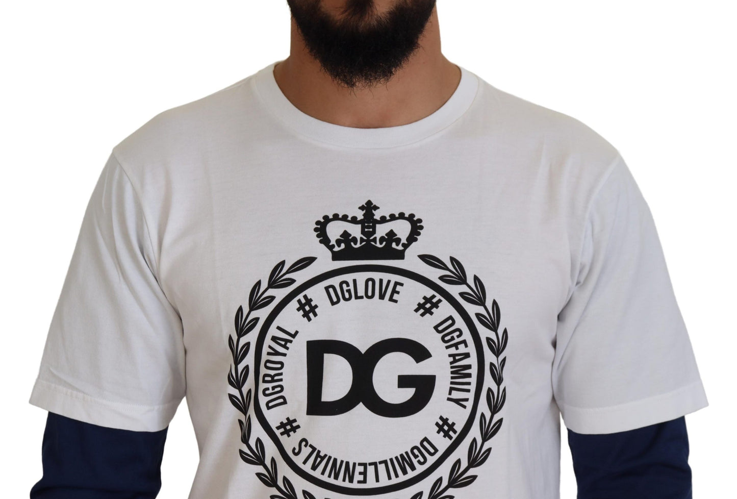 Dolce & Gabbana White Blue DG Crown Pullover Sweater Dolce & Gabbana
