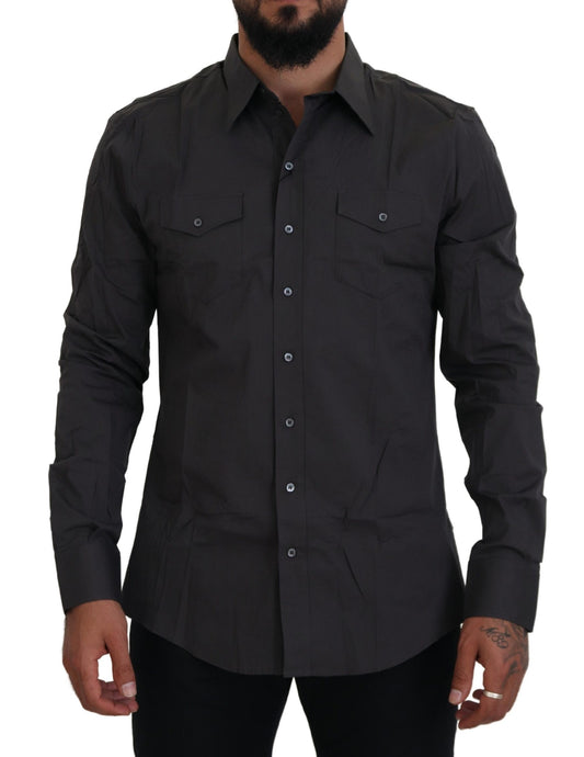 Dolce & Gabbana Gray SICILIA Slim Fit Stretch Dress Shirt Dolce & Gabbana