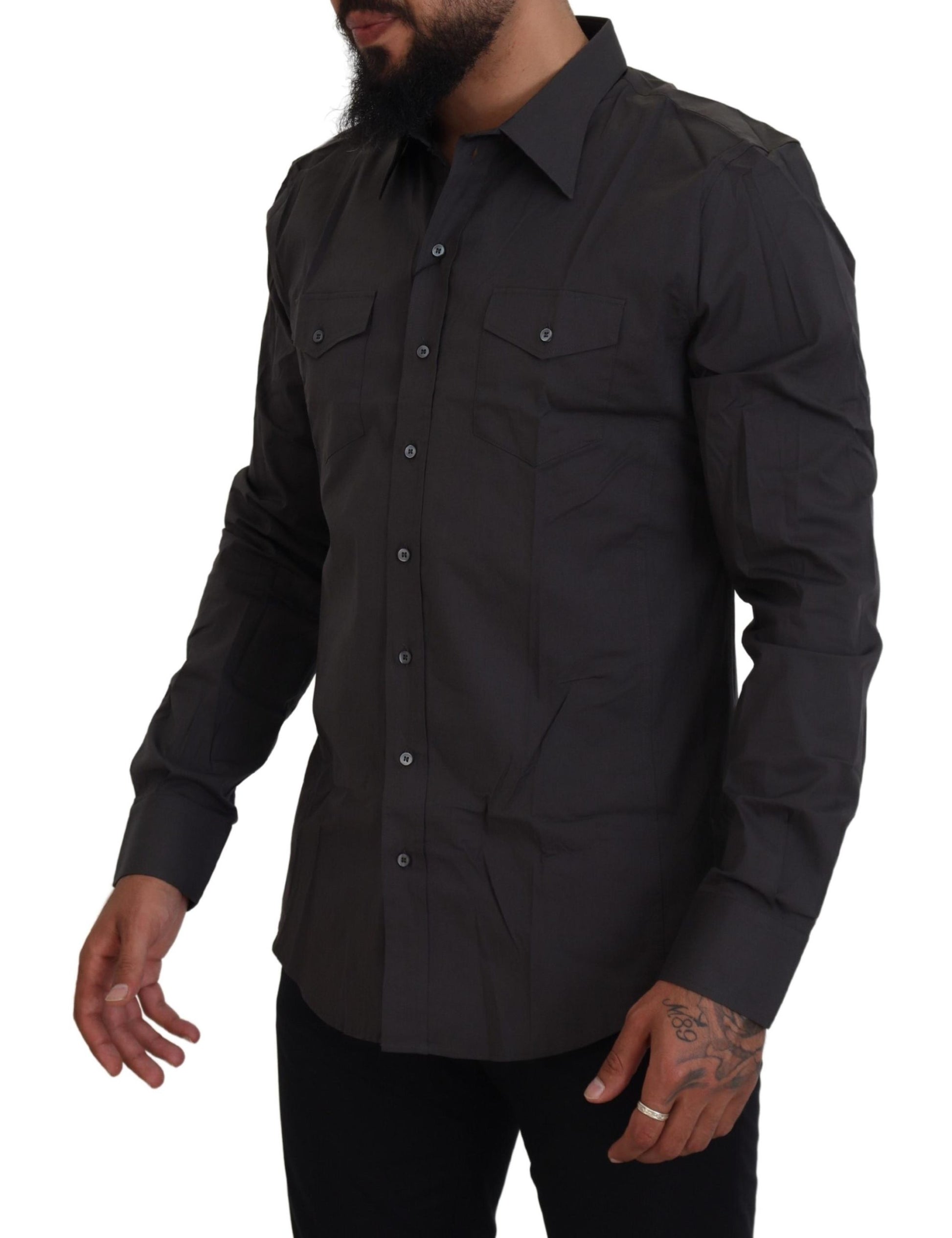 Dolce & Gabbana Gray SICILIA Slim Fit Stretch Dress Shirt Dolce & Gabbana