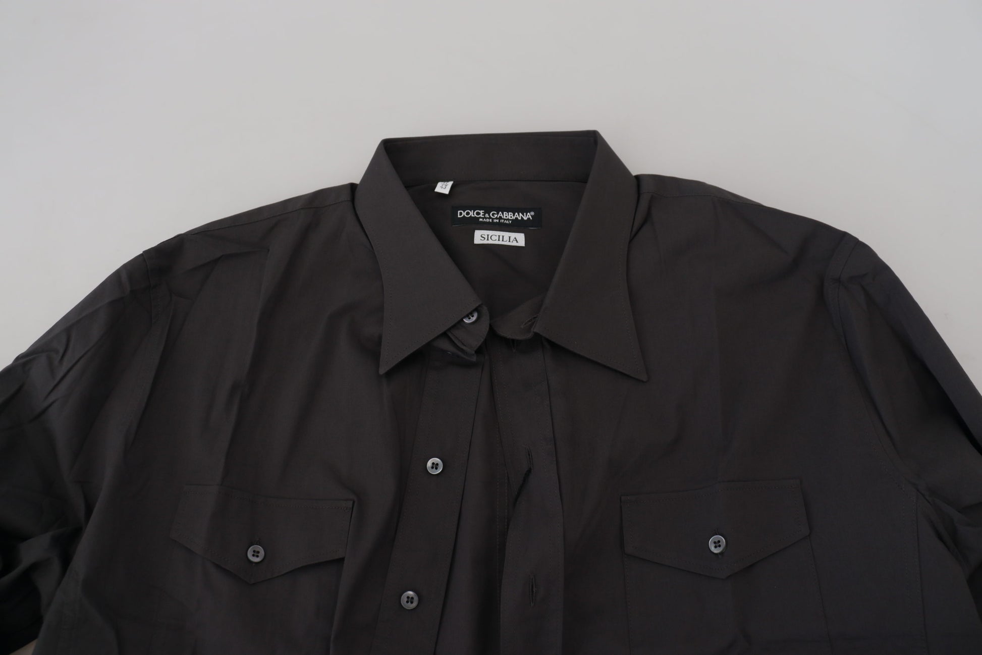Dolce & Gabbana Gray SICILIA Slim Fit Stretch Dress Shirt Dolce & Gabbana