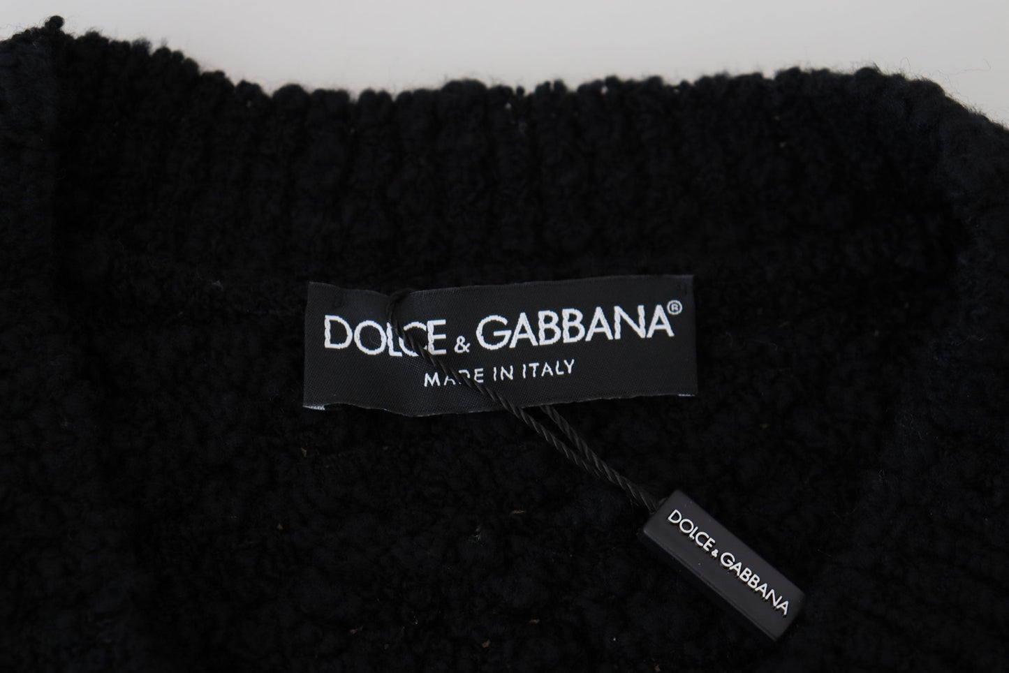 Dolce & Gabbana Black Wool V-neck Knitted Pullover Sweater Dolce & Gabbana