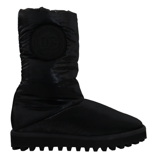 Dolce & Gabbana Black Boots Padded Mid Calf Winter Shoes Dolce & Gabbana
