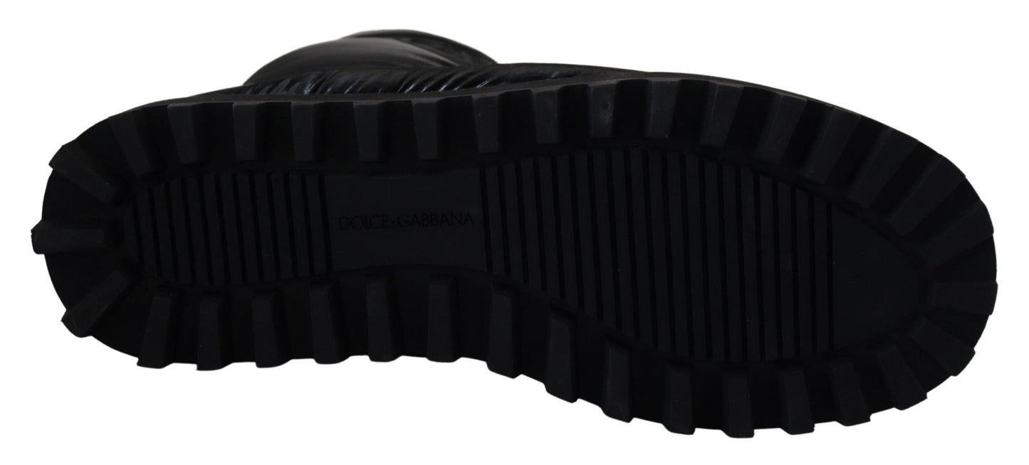 Dolce & Gabbana Black Boots Padded Mid Calf Winter Shoes Dolce & Gabbana