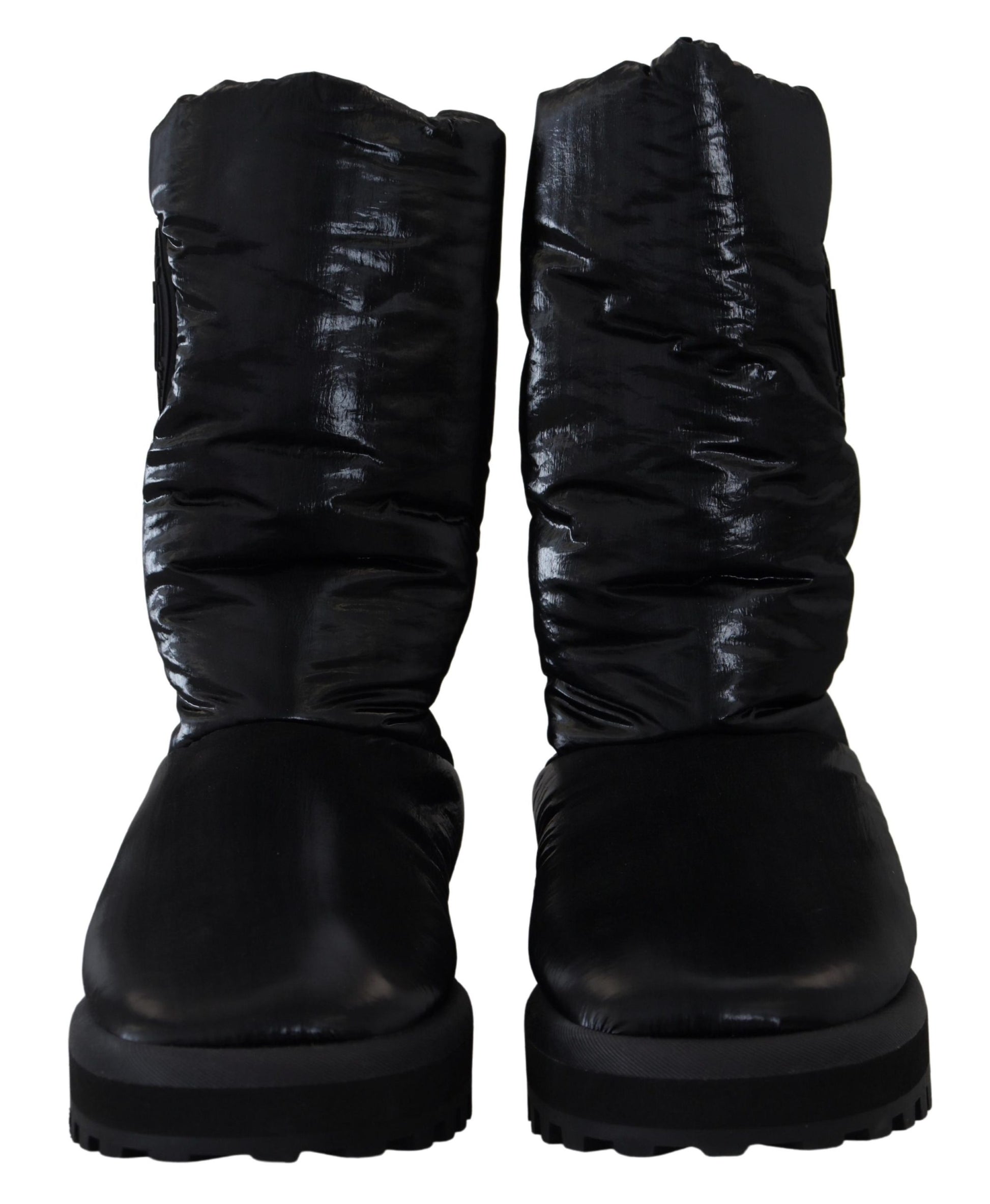 Dolce & Gabbana Black Boots Padded Mid Calf Winter Shoes Dolce & Gabbana