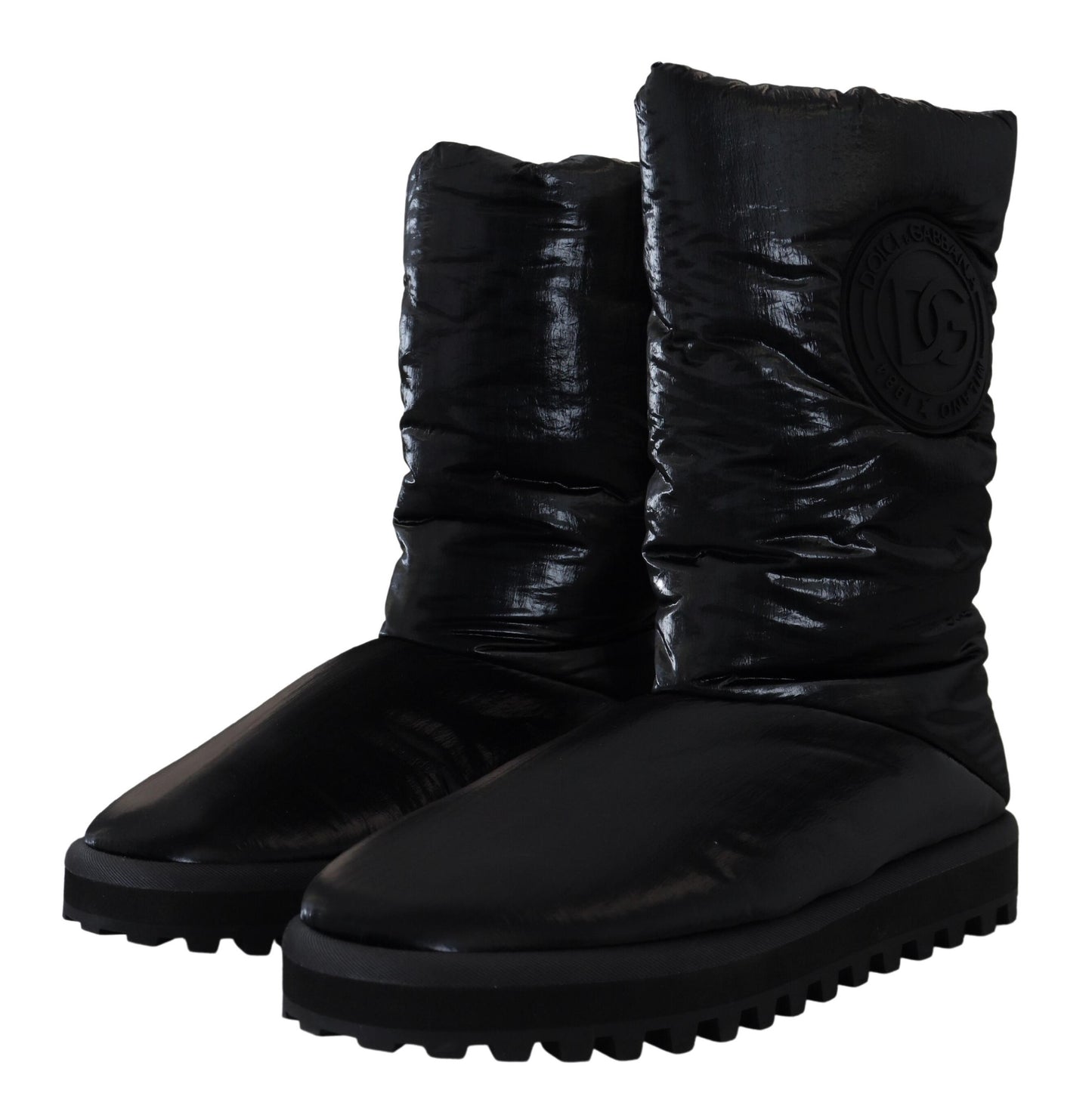 Dolce & Gabbana Black Boots Padded Mid Calf Winter Shoes Dolce & Gabbana