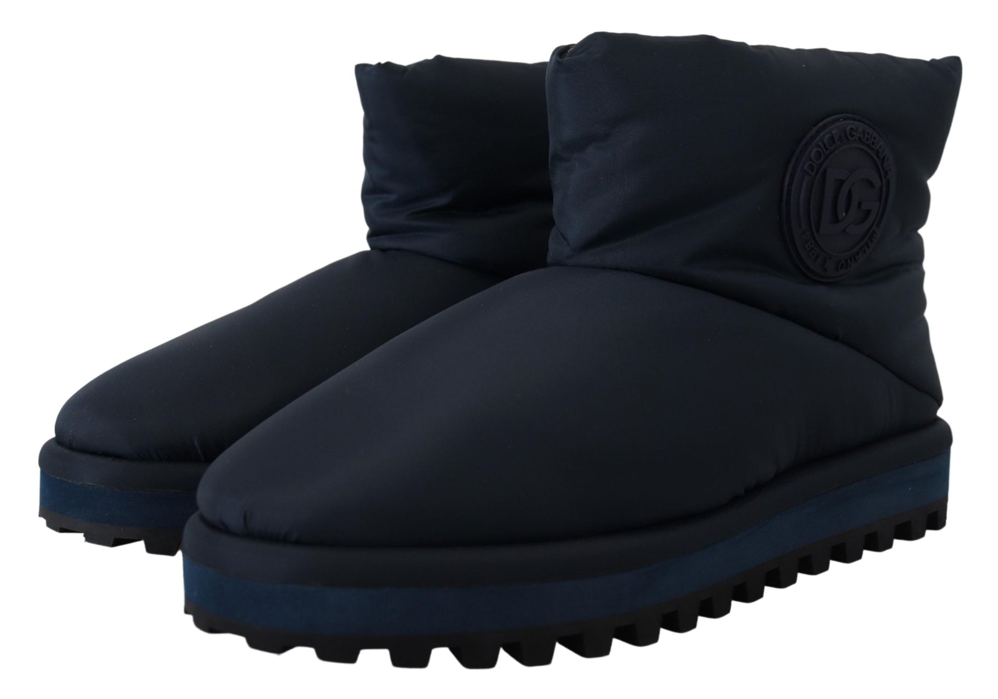 Dolce & Gabbana Blue Nylon Boots Padded Mid Calf Shoes Dolce & Gabbana