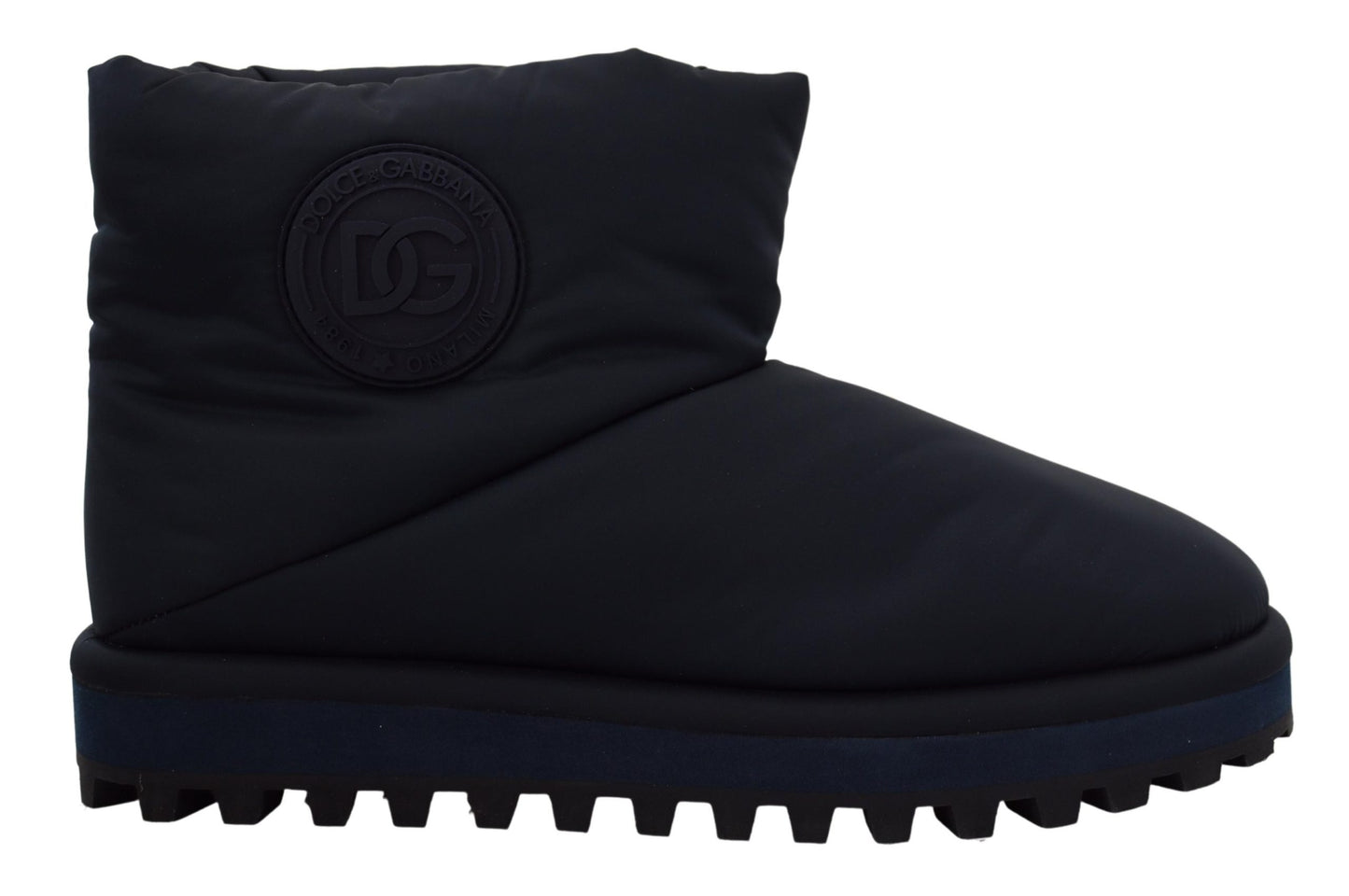 Dolce & Gabbana Blue Nylon Boots Padded Mid Calf Shoes Dolce & Gabbana