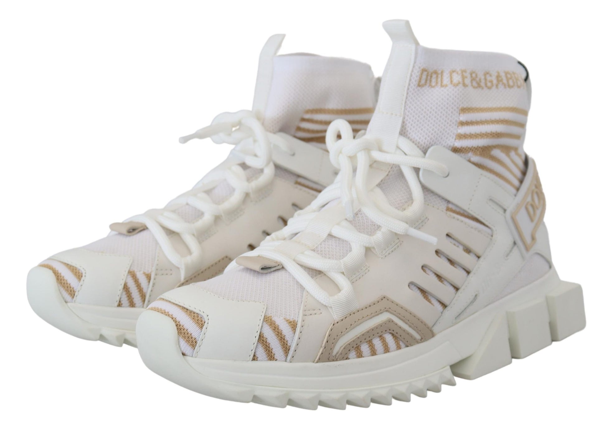 Dolce & Gabbana White Beige Sorrento Sneakers Shoes Dolce & Gabbana