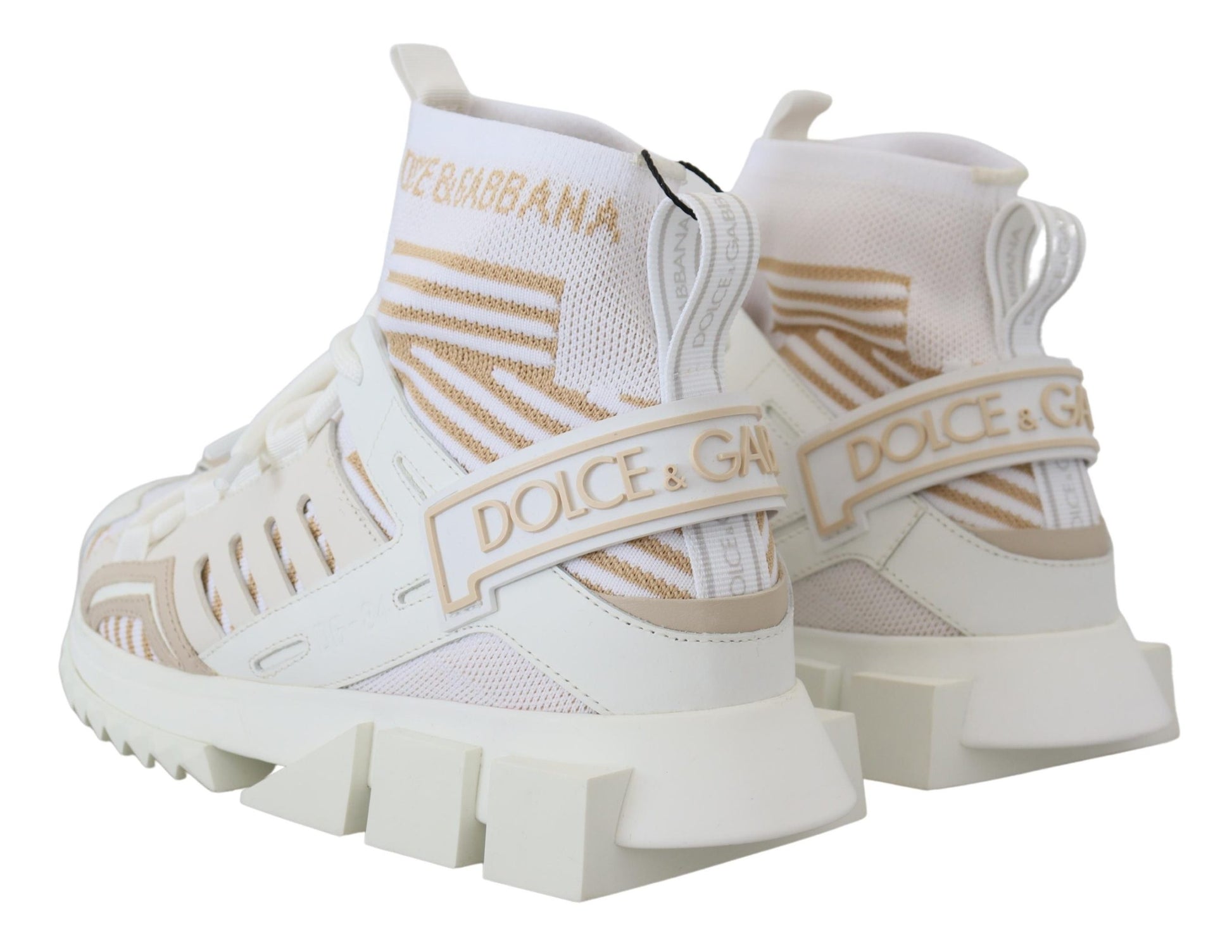 Dolce & Gabbana White Beige Sorrento Sneakers Shoes Dolce & Gabbana