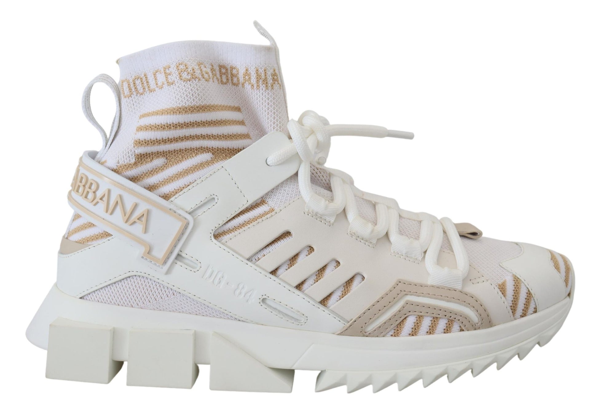Dolce & Gabbana White Beige Sorrento Sneakers Shoes Dolce & Gabbana