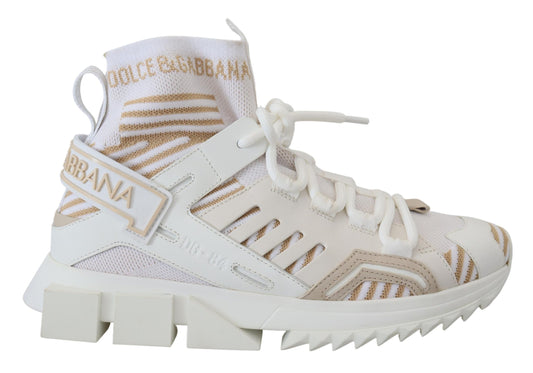Dolce & Gabbana White Beige Sorrento Sneakers Shoes Dolce & Gabbana