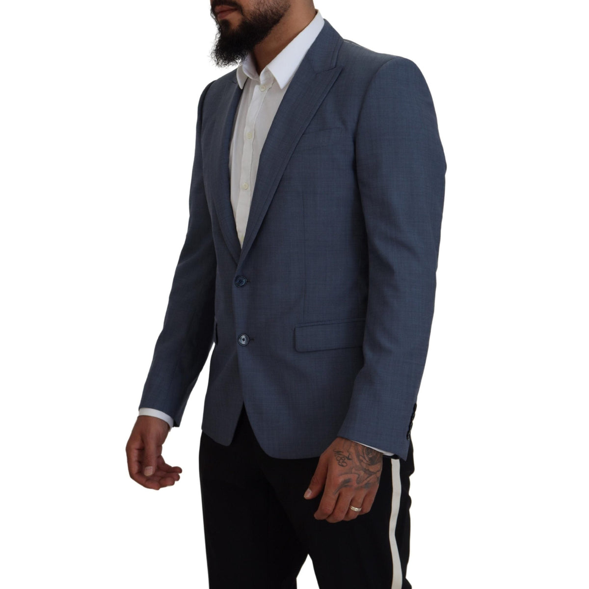 Dolce & Gabbana Blue Wool Stretch Slim Fit Jacket Blazer