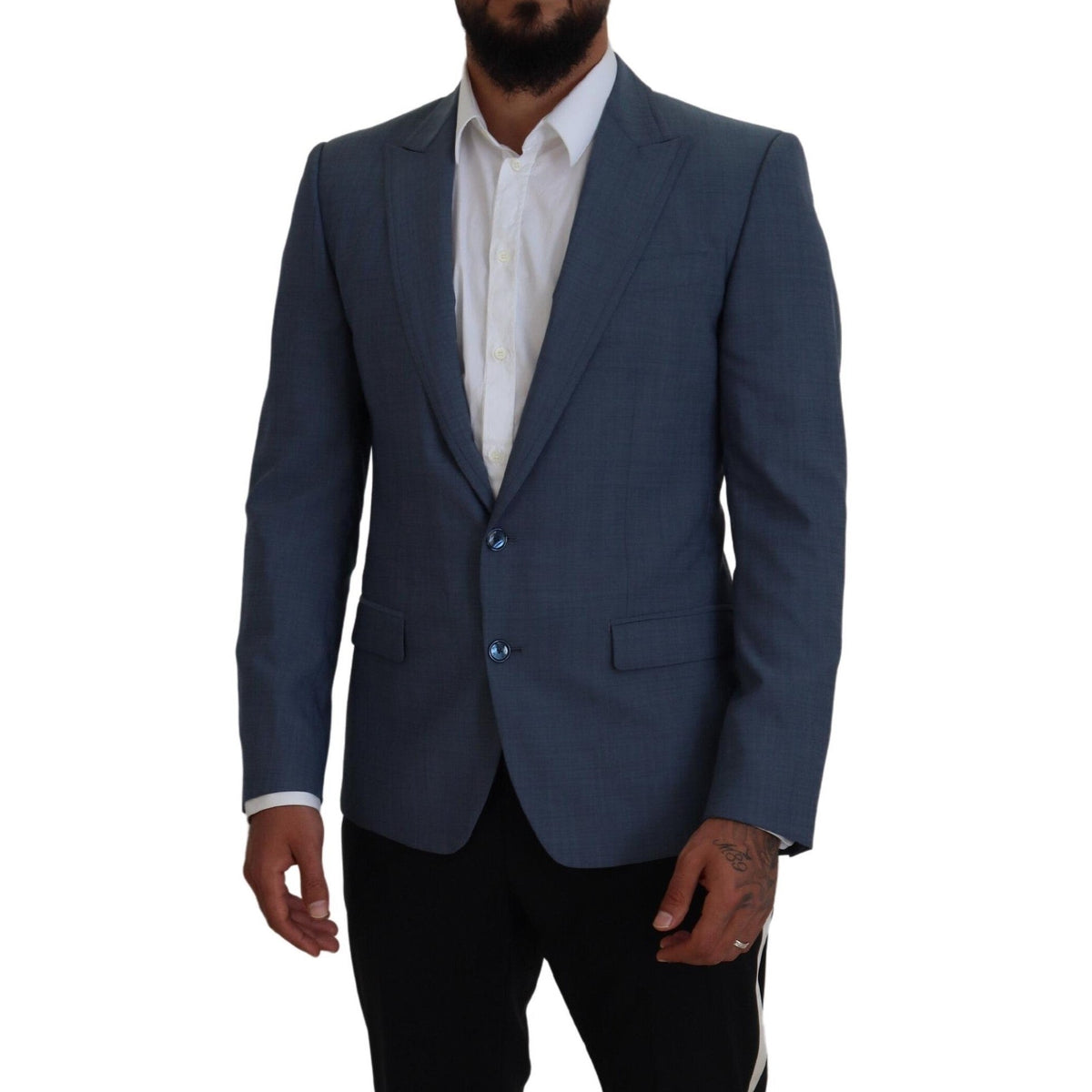 Dolce & Gabbana Blue Wool Stretch Slim Fit Jacket Blazer