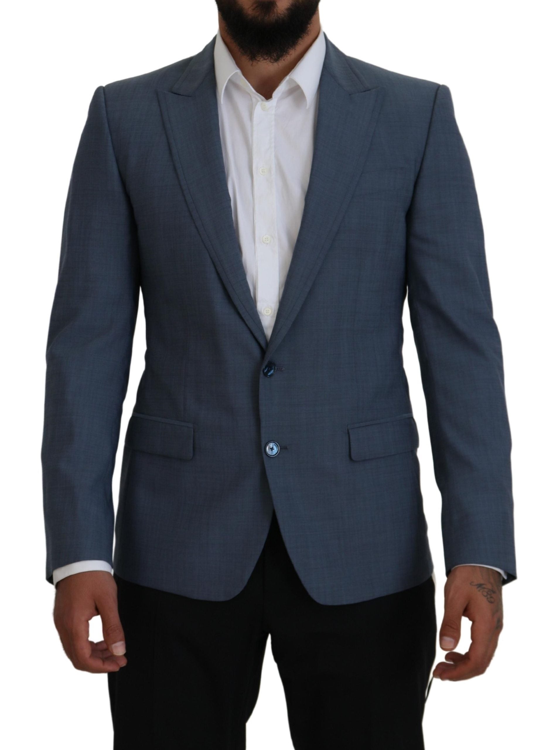 Dolce & Gabbana Blue Wool Stretch Slim Fit Jacket Blazer Dolce & Gabbana
