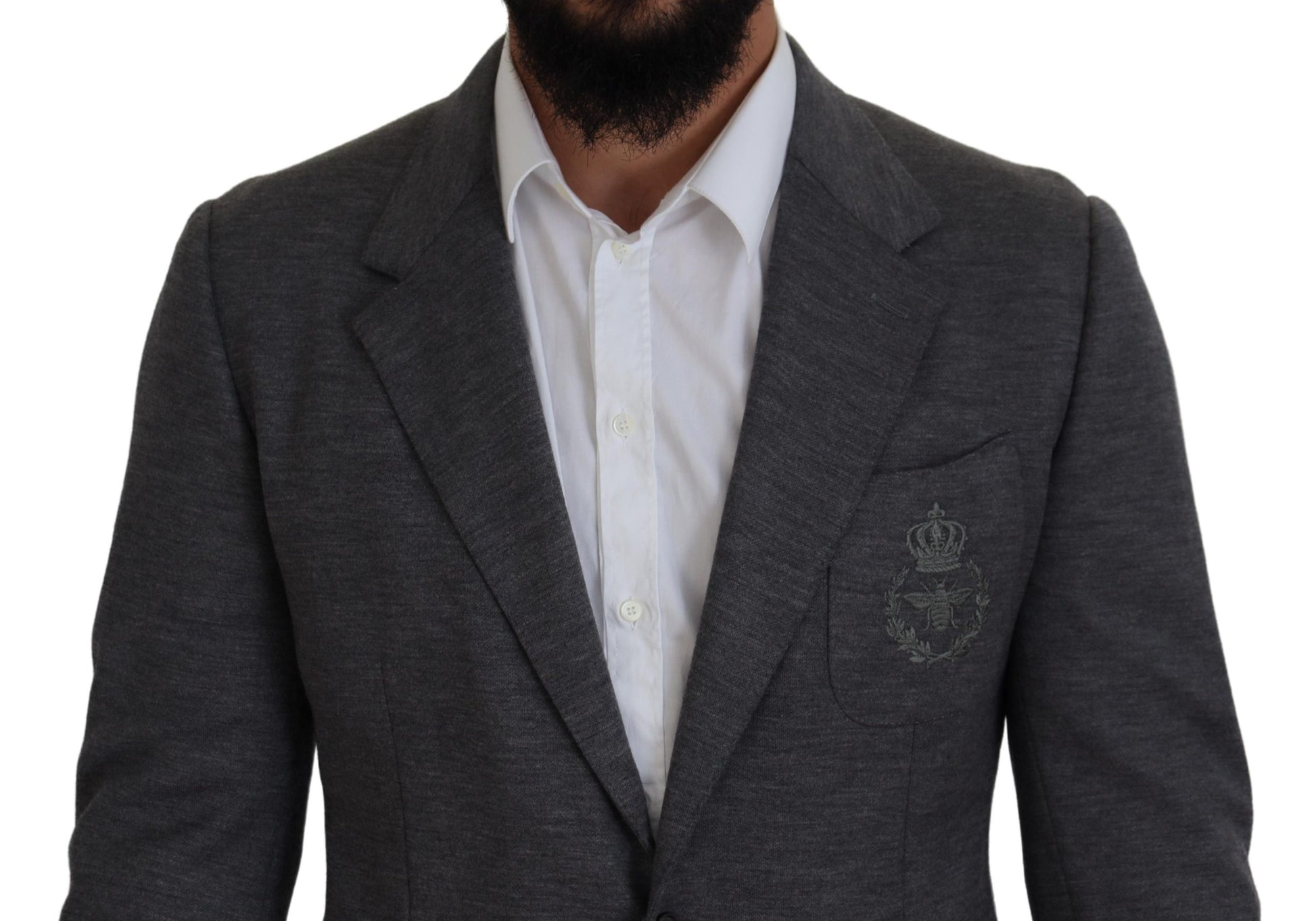 Dolce & Gabbana Gray Wool Stretch Slim Fit Jacket Blazer Dolce & Gabbana
