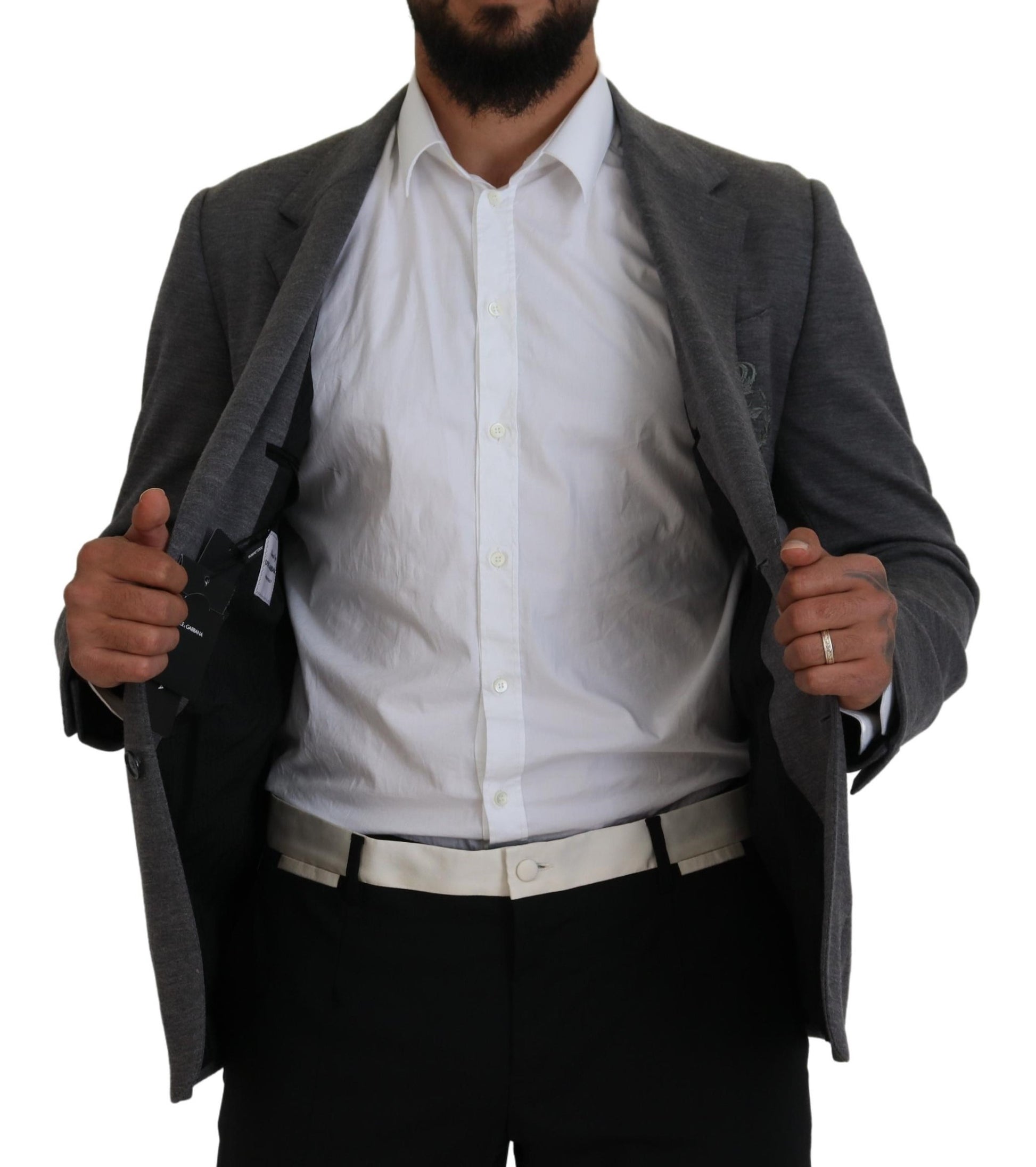 Dolce & Gabbana Gray Wool Stretch Slim Fit Jacket Blazer Dolce & Gabbana