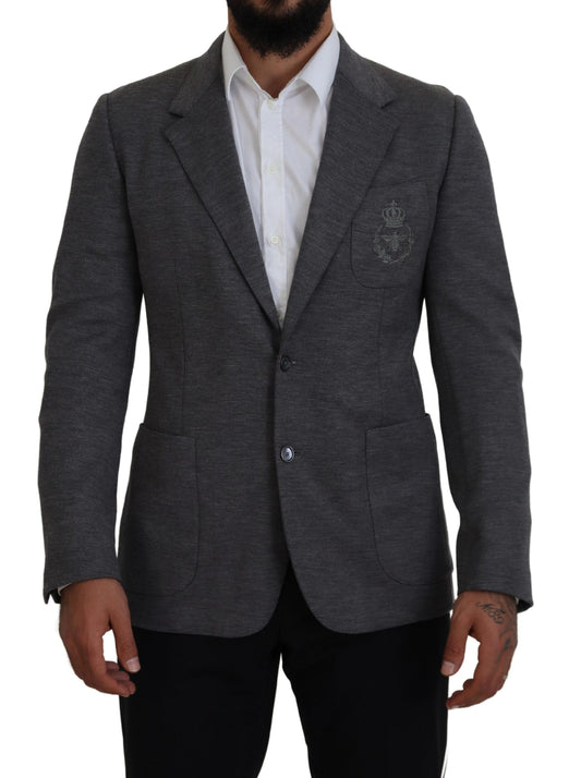 Dolce & Gabbana Gray Wool Stretch Slim Fit Jacket Blazer Dolce & Gabbana