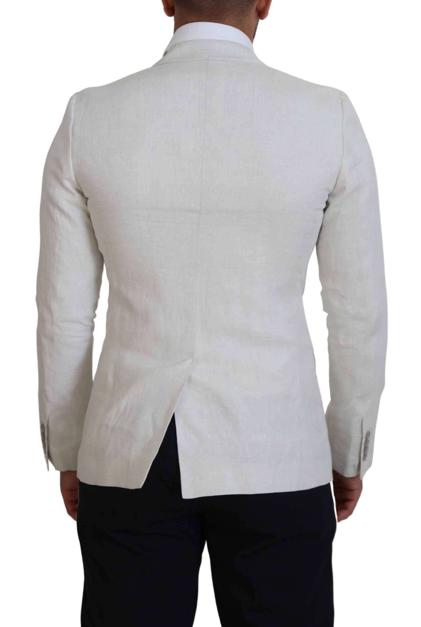 Dolce & Gabbana White Linen Slim Fit Jacket Blazer Dolce & Gabbana