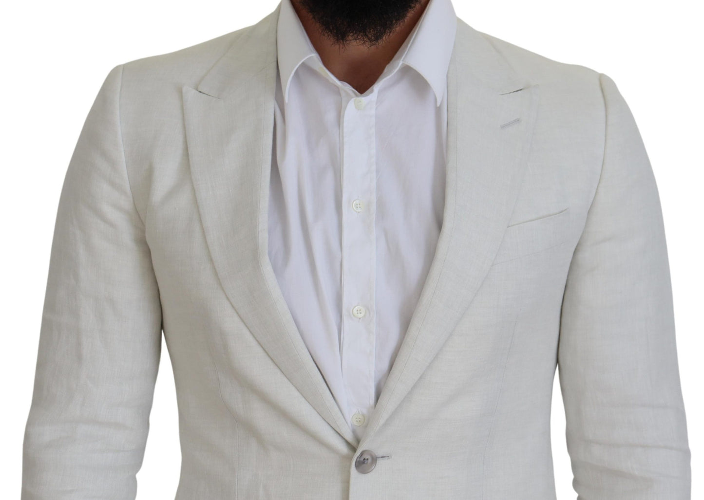 Dolce & Gabbana White Linen Slim Fit Jacket Blazer Dolce & Gabbana