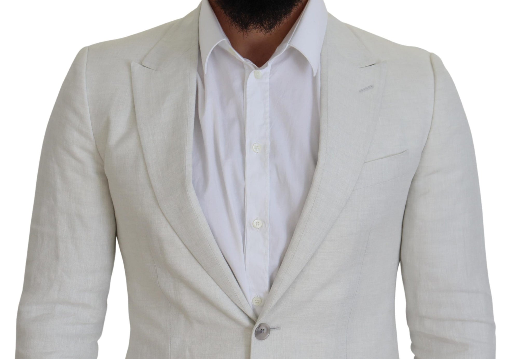 Dolce & Gabbana White Linen Slim Fit Jacket Blazer Dolce & Gabbana