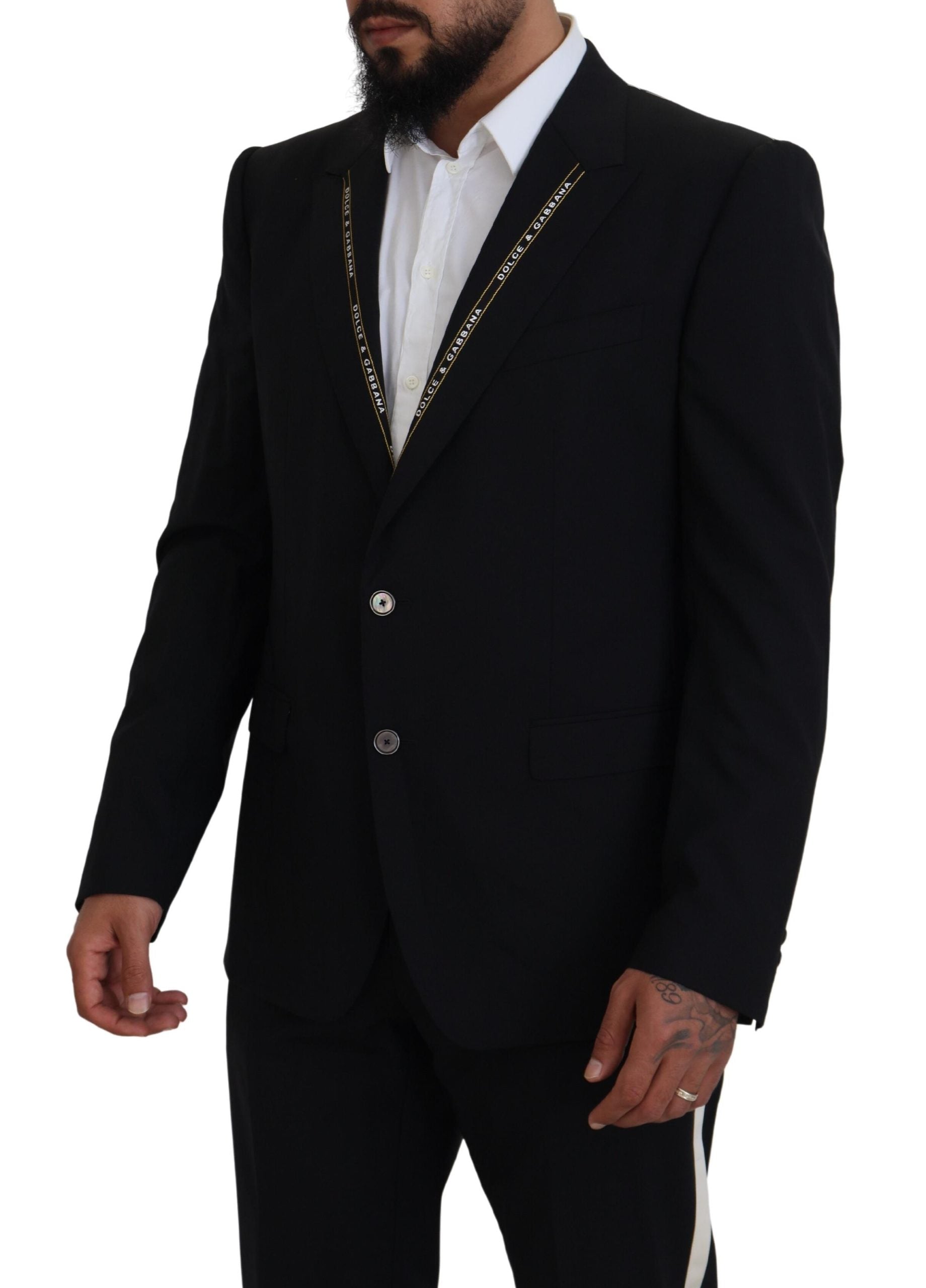 Dolce & Gabbana Black Wool Stretch Slim Fit Jacket Blazer Dolce & Gabbana