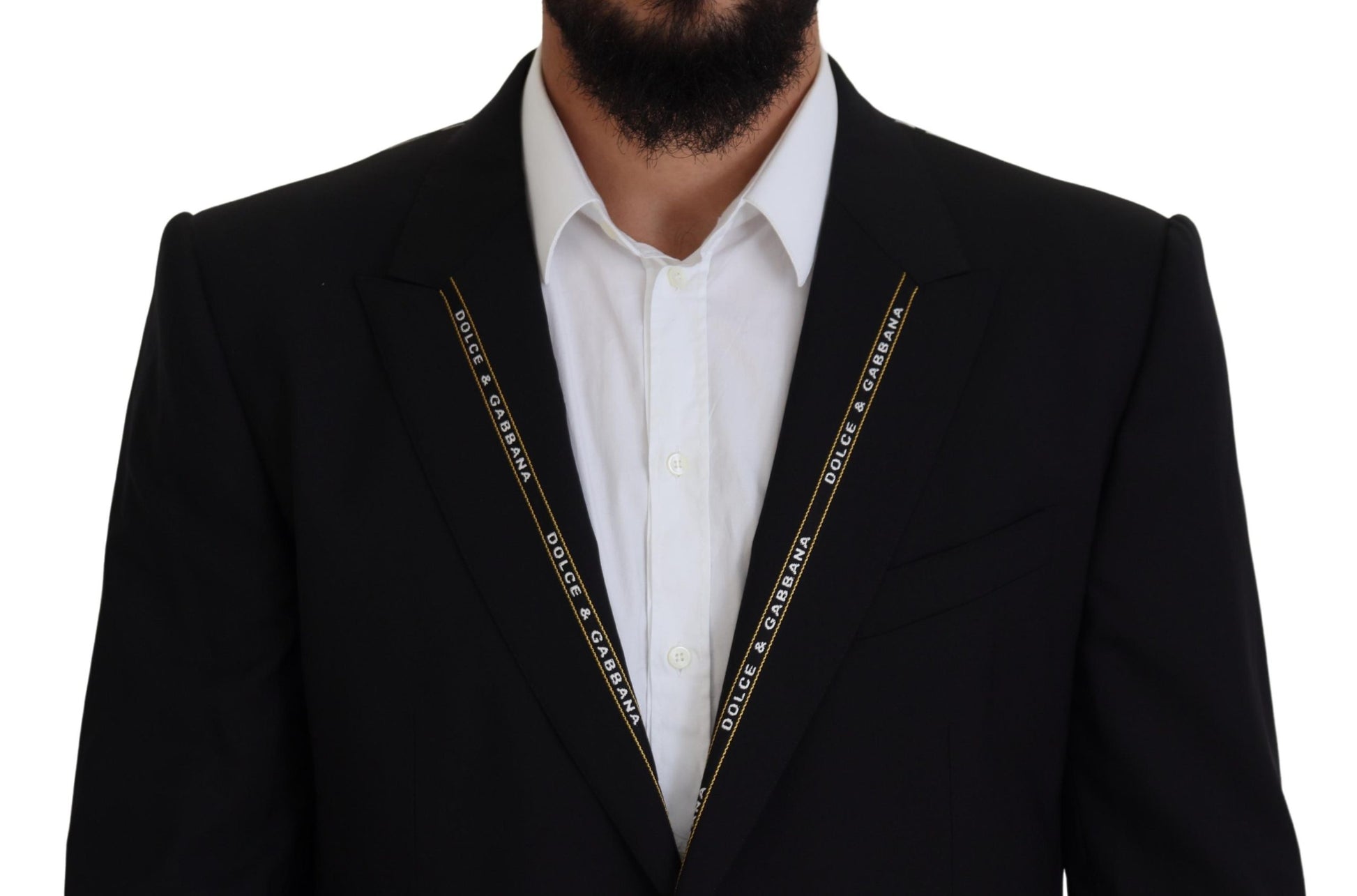 Dolce & Gabbana Black Wool Stretch Slim Fit Jacket Blazer Dolce & Gabbana