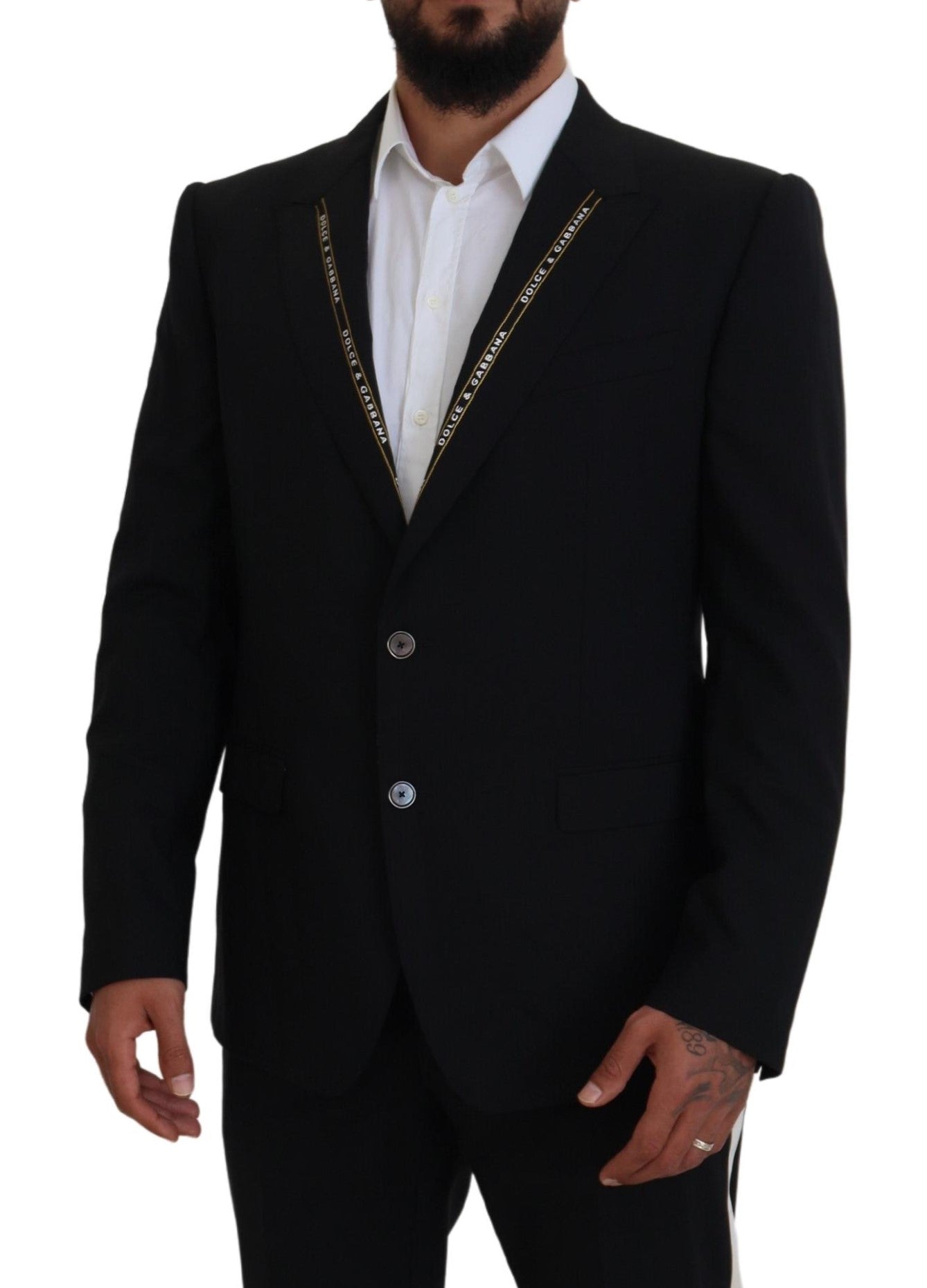Dolce & Gabbana Black Wool Stretch Slim Fit Jacket Blazer Dolce & Gabbana