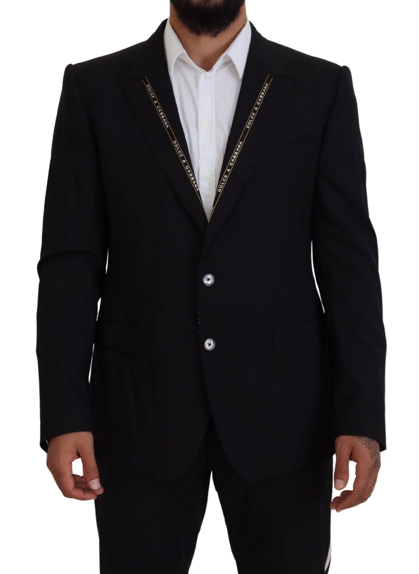 Dolce & Gabbana Black Wool Stretch Slim Fit Jacket Blazer Dolce & Gabbana