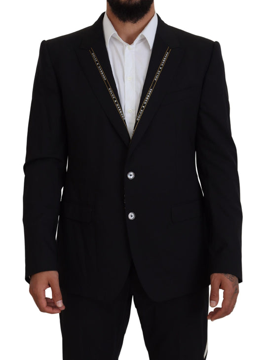 Dolce & Gabbana Black Wool Stretch Slim Fit Jacket Blazer Dolce & Gabbana