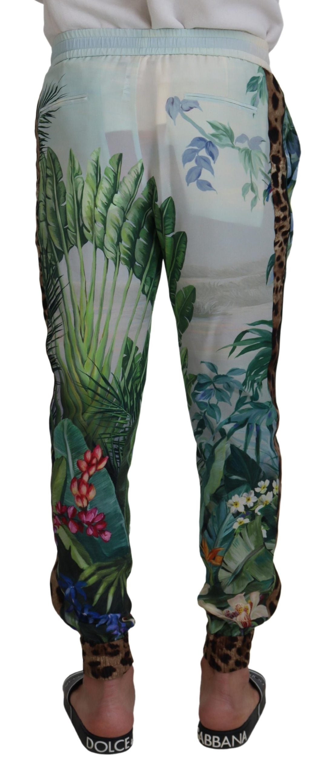 Dolce & Gabbana White Floral Printed Men Jogger Pants Dolce & Gabbana