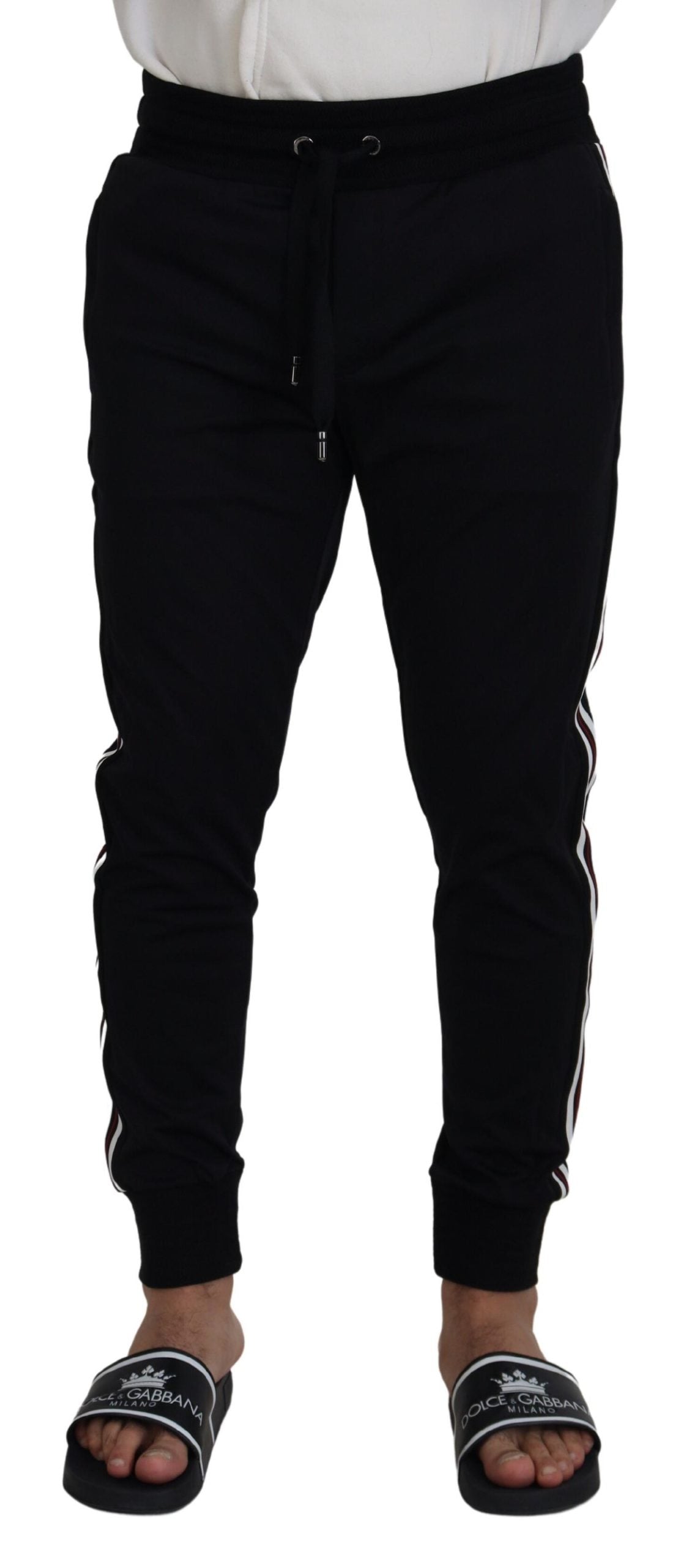 Dolce & Gabbana Black DG Print Mens Jogger Pants Dolce & Gabbana
