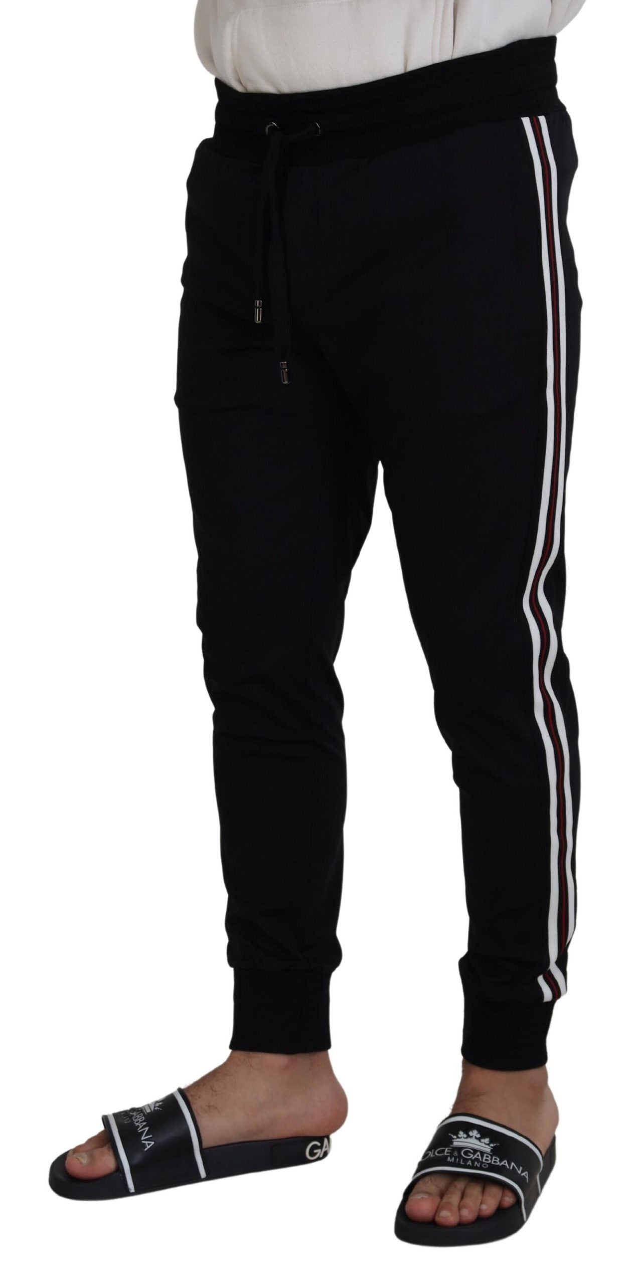 Dolce & Gabbana Black DG Print Mens Jogger Pants Dolce & Gabbana